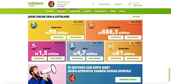 Aplicativo de loterias grátis da Lottoland