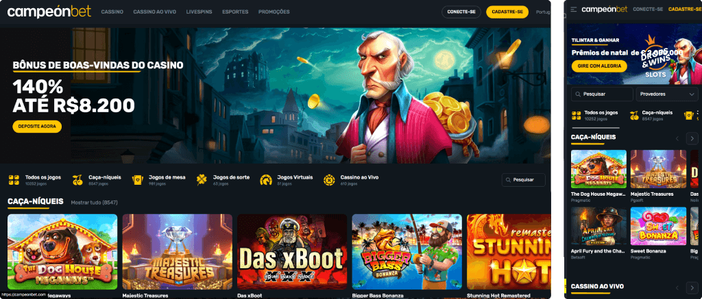 campeonbet casino homepage desktop y mobile